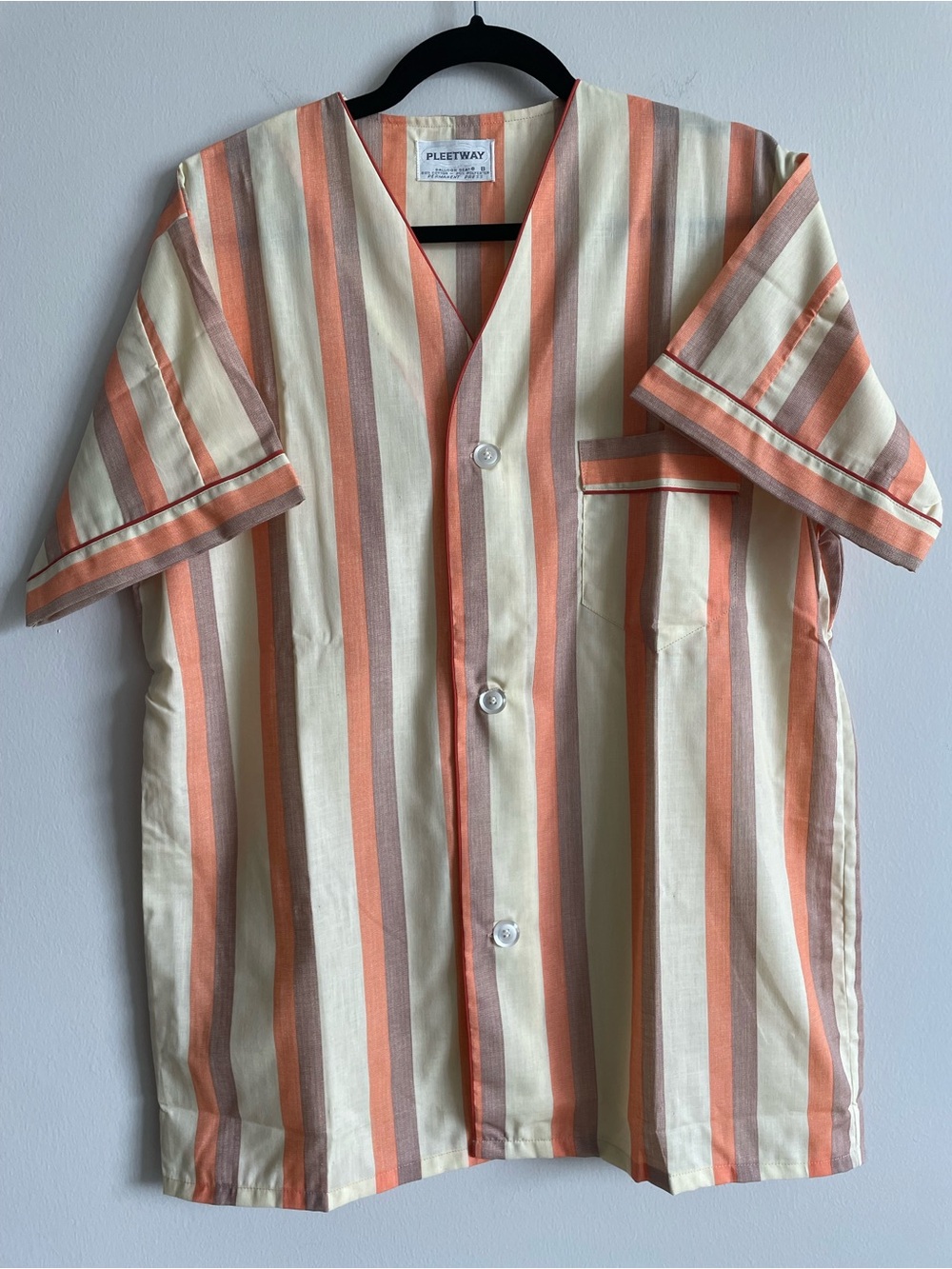 Pleetway Vintage 70s Pajama Set Retro Stripe Short Sleeve